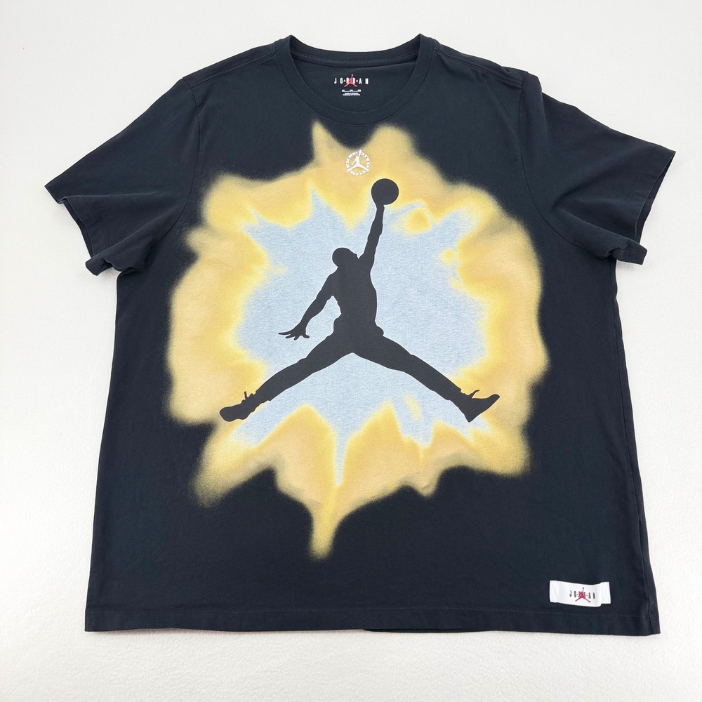 Jordan T-Shirt Mens 3XL Black Jumpman Sunburst Graphic HJ6365-010 Excellent